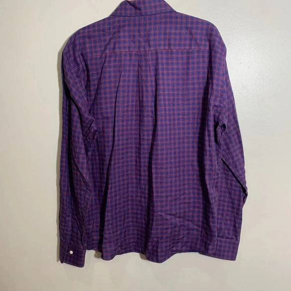 Peter Millar Purple and Red Plaid Casual Button Down Shirt - Picture 7 of 7